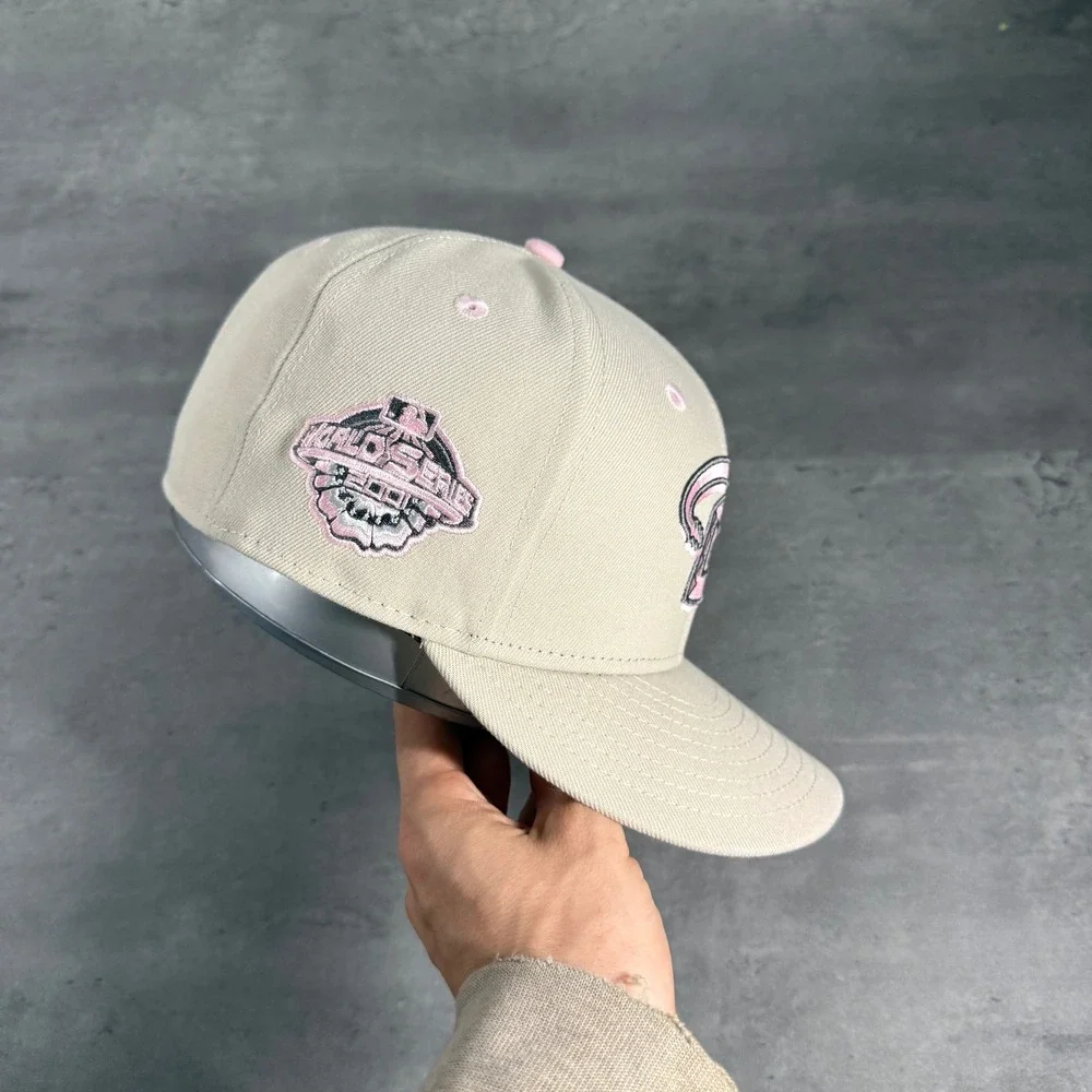 Hat Club Arizona‎ Diamondbacks New Era Cap 7 1/8 Stone Tan Pink UV Side Patch